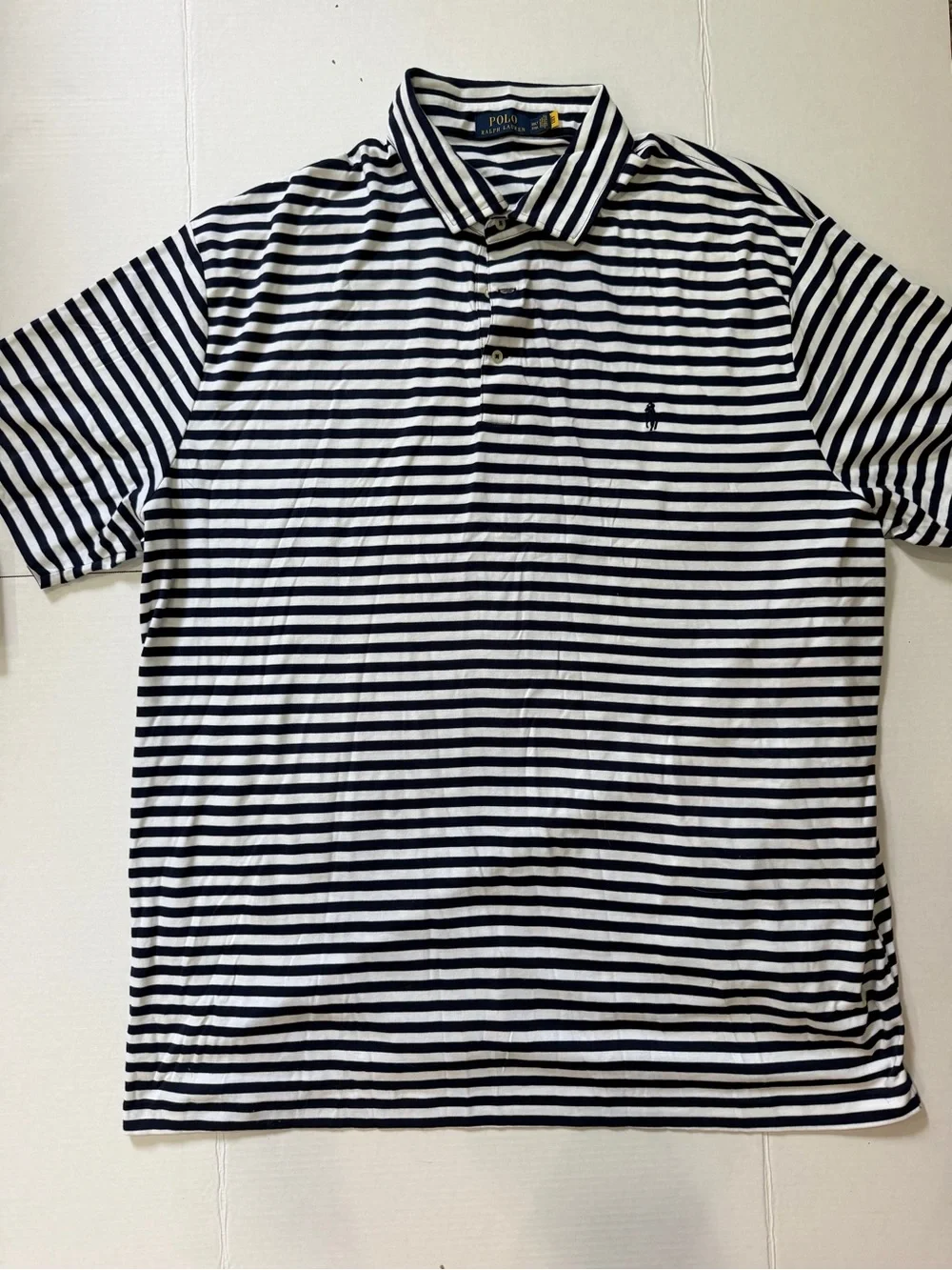 Polo Ralph Lauren Polo Shirt Blue White Striped Pony Short Sleeve Mens Size 3XLT